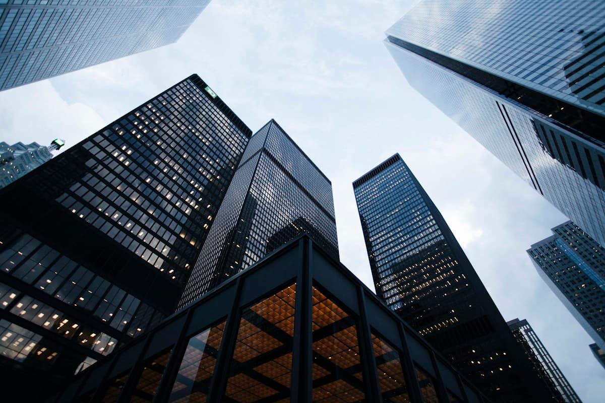 High-rise buildings framing an open city skyline
